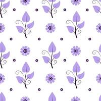 Seamless pattern with purple flowers on a white background vector