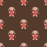 Seamless patern with Easter bunnies on a brown background vector