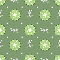 Seamless green pattern with lime on green background vector