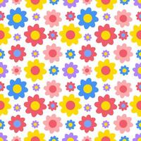 Seamless summer pattern with colorful flowers on white background vector