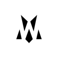 Letter Mw or Wm negative space unique shapes alphabet modern abstract monogram logo vector