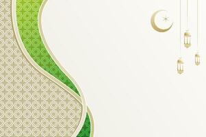 Ramadan Background with ornament arabic pattern and gradient green color. Islamic celebration template with copy space. vector