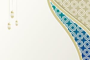 Ramadan Background with ornament arabic pattern and gradient blue color. Islamic celebration festival template with copy space. vector
