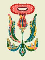 a colorful flower with a red heart on it vector
