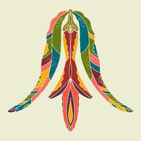 a colorful feather design on a beige background vector