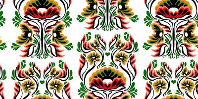 a pattern with colorful. flowers and leaves vector