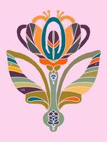 a colorful flower with a leaf on it vector
