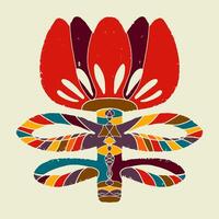 a colorful dragonfly with a flower on it vector