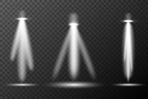three white light beams on background vector