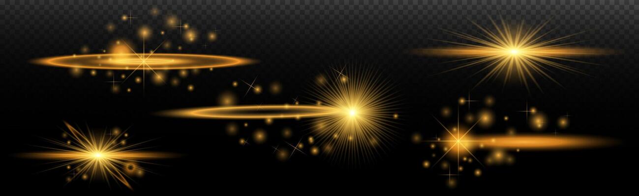 golden light effects set on a black background