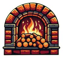 Fireplace with logs and fire illustration vector