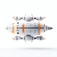 A futuristic spacecraft model showcasing detailed design elements, perfect for use in scientific illustrations, educational materials, or technology-related content. photo