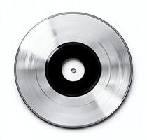 A classic vinyl record with a glossy finish, showcasing a timeless design. Ideal for music lovers and retro enthusiasts, this image captures the nostalgia of analog sound. photo