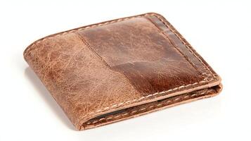 A close-up view of a vintage leather wallet, showcasing its texture and craftsmanship photo