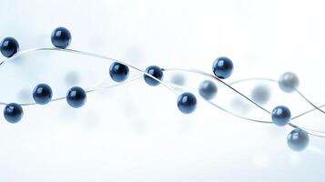 A close-up view of a swirling arrangement of dark beads along a smooth wire, set against a soft white background, conveying a sense of movement and fluidity in design. photo
