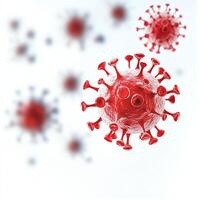 Illustration of a red virus cell, symbolizing the ongoing challenges of infectious diseases. Ideal for educational and medical content focusing on health and safety. photo