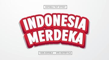 Indonesia merdeka 3d text effect with white background vector