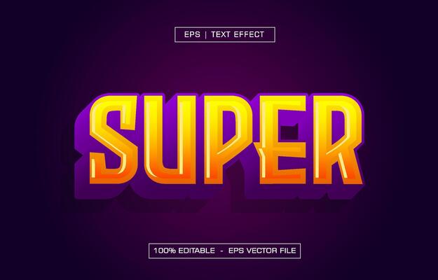 Super 3D text effect with purple background