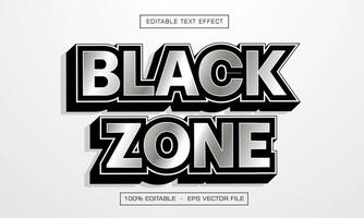 Black zone 3d text effect with grey style vector