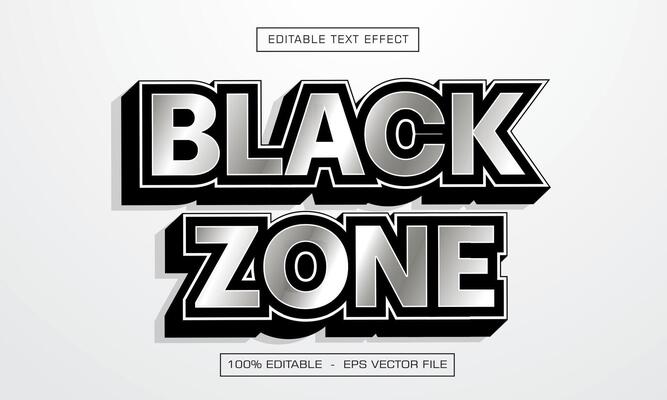 Black zone 3d text effect with grey style