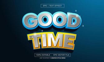 Good time 3d text effect with blue background vector