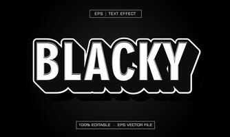 Blacky 3d text effect with black style vector