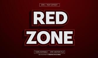 Red zone 3d text effect with reds style vector