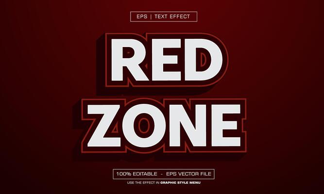 Red zone 3d text effect with reds style