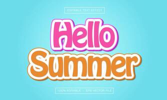 Hello summer text effect with blue background vector