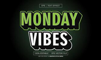 Monday vibes text effect with black background vector