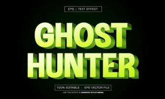 Ghost hunter text effect with green style vector