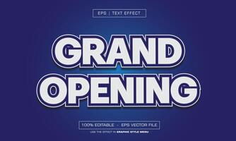 Grand opening text effect with blue background vector