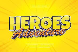 Heroes adventure text effect with yellow background vector