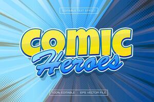 Comic heroes 3d text effect with blues style vector