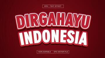 Dirgahayu indonesia text effect with reds style vector