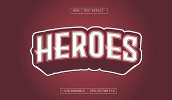 Heroes 3d text effect vector