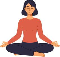 A woman practicing yoga in a serene pose with a peaceful expression in a minimal style art vector