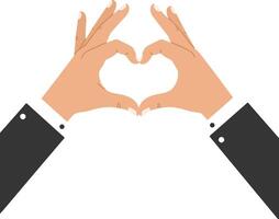 Two hands forming a heart shape in a minimalistic style, symbolizing love and connection, perfect for romantic themes, illustration vector