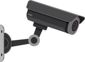 Black security camera mounted on a wall in a sleek minimal style showcasing surveillance technology illustration vector