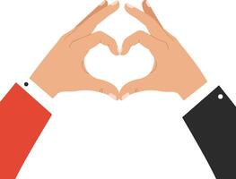 Two hands forming a heart shape in a minimal design with contrasting colors, symbolizing love and connection in art vector