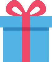 Colorful blue gift box with a pink ribbon in a flat design style representing celebration and joy in art vector