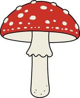 A vibrant red mushroom with white spots standing tall in a whimsical, flat design style showcasing natures charm and simplicity in art vector