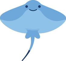 Happy blue stingray swimming gracefully in a minimal flat design style illustration showcasing a cheerful underwater scene vector