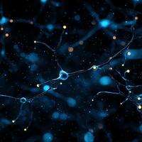 A stunning close-up view of neurons in a neural network, displaying intricate connections and vibrant colors that highlight the beauty of the human brain's complexity. photo
