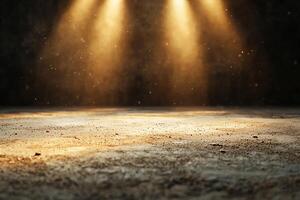A dramatic spotlight effect illuminating a textured surface, creating a captivating ambiance for creative projects. Ideal for backgrounds, presentations, and digital art. photo