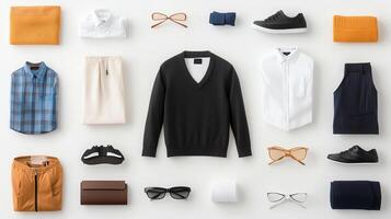 A curated collection of stylish apparel and accessories arranged neatly photo