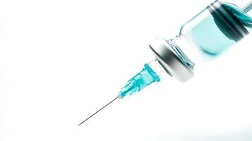 A close-up image of a syringe and vial, emphasizing the medical equipment used for vaccinations and treatments, highlighting the importance of healthcare and immunization. photo