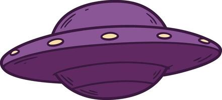 Purple flying saucer in a minimalistic design style showcasing rounded shapes and subtle highlights in art vector