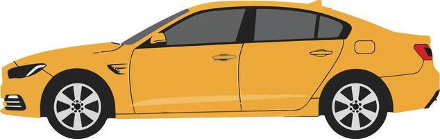 A sleek yellow sedan car in a flat design style showcasing smooth lines and modern features, perfect for urban settings, illustration vector