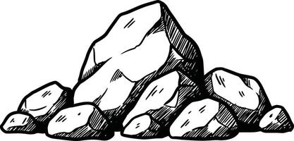 A detailed illustration of assorted rocks in a natural arrangement showcasing their textures in a minimalistic flat design style art vector